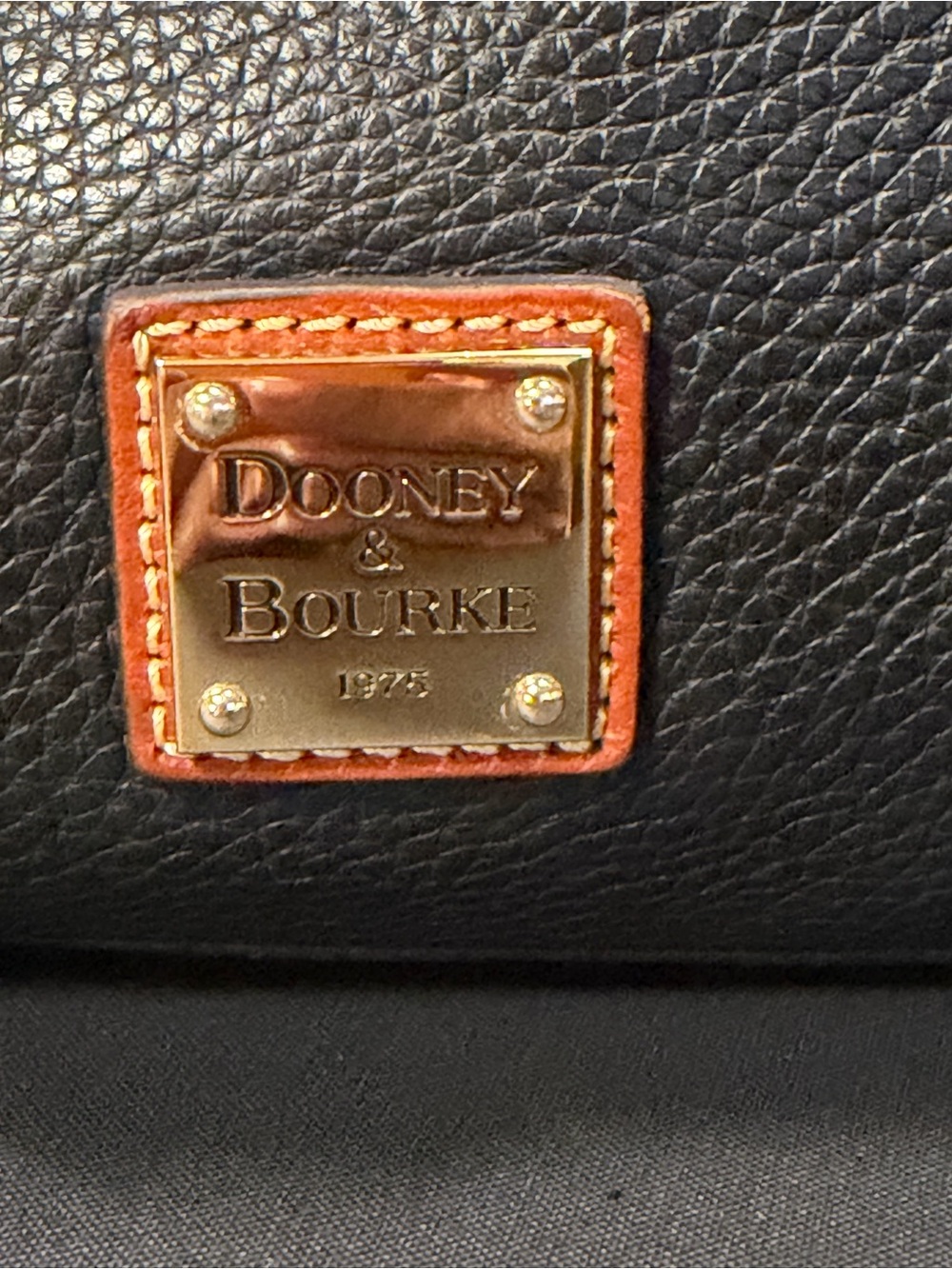 Dooney & Bourke Black Pebbled Leather Duffel with Brown Trim - Picture 5 of 5